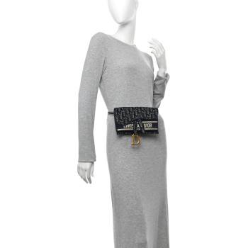 CHRISTIAN DIOR Velvet Oblique Saddle Belt Bag Blue