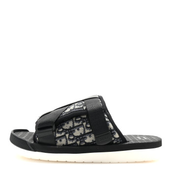 CHRISTIAN DIOR Oblique Jacquard Mens Alpha Sandals 41 Beige Black