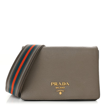 PRADA Vitello Daino Crossbody Flap Argilla