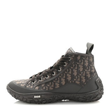 CHRISTIAN DIOR Jacquard Rubber Oblique Mens B28 High Top Sneakers 42 Brown