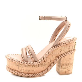 VALENTINO GARAVANI Calfskin Vlogo Summerblocks Platform Sandals 40 Rose Cannelle