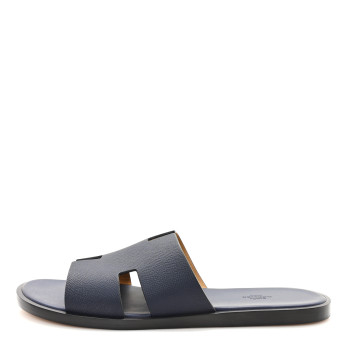 HERMES Epsom Mens Izmir Sandals 45.5 Marine
