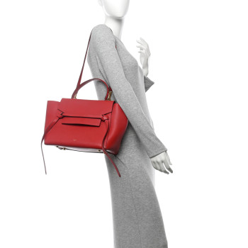 CELINE Grained Calfskin Mini Belt Bag Coquelicot