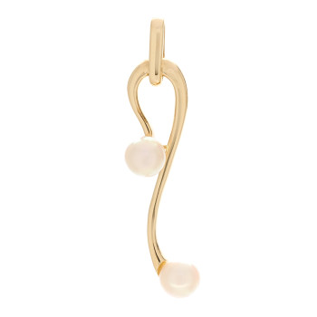 MIKIMOTO 14K Yellow Gold Akoya Cultured Pearl 4mm Double Drop Pendant