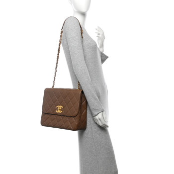 CHANEL Caviar Quilted Small Single Flap Brown