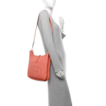 HERMES Taurillon Clemence Evelyne PM Crevette
