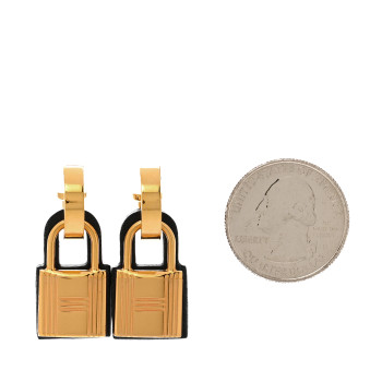 HERMES Gold Swift O'Kelly Earrings Black