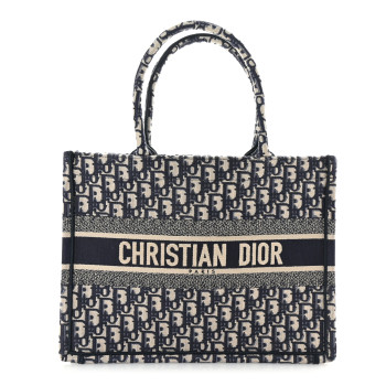 CHRISTIAN DIOR Oblique Medium Book Tote Blue Multicolor