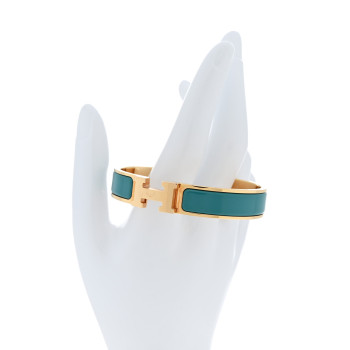 HERMES Enamel Narrow Clic Clac H Bracelet GM Emeraude