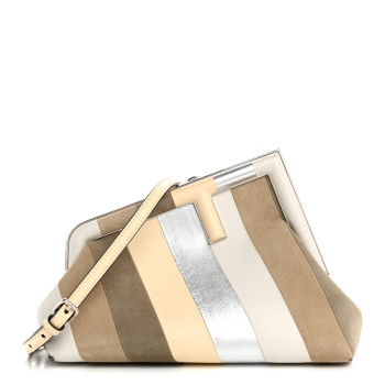 FENDI Nappa Suede Striped Inlay Small Fendi First Multicolor