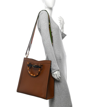 GUCCI Wonka Grain Calfskin Large Diana Tote Bag Cuir Black