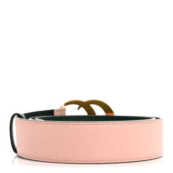 GUCCI Textured Dollar Calfskin Double G Memorable Buckle 40mm Belt 90 36 Vintage Green Powder Pink