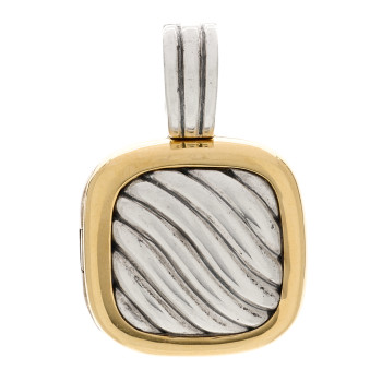 DAVID YURMAN Sterling Silver 18K Yellow Gold 16mm Sculpted Cable Locket Enhancer Pendant