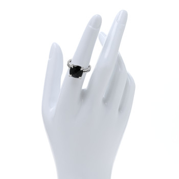 DAVID YURMAN Sterling Silver Diamond Black Onyx 11mm Chatelaine Ring 54 6.75
