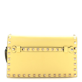 VALENTINO GARAVANI Nappa Rockstud Wristlet Clutch Light Yellow