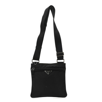 PRADA Tessuto Nylon Flat Messenger Bag Black