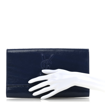 SAINT LAURENT Textured Patent Monogram Large Belle De Jour Clutch Clutch