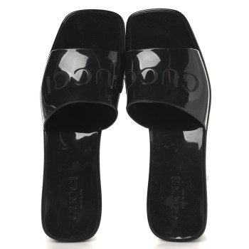 GUCCI Rubber Gucci Logo Womens Platform 20/60mm Slide Sandals 37 Black