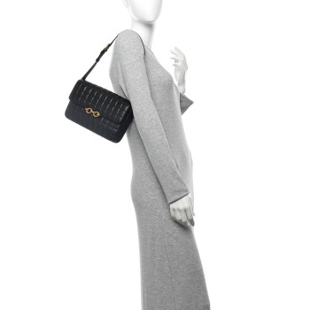 SAINT LAURENT Lambskin Carre Quilted Le Maillon Satchel Black