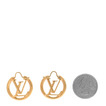 LOUIS VUITTON Metal Small Louise Hoop Earrings Gold