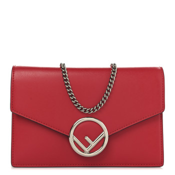 FENDI Vitello Liberty Lucido F is Fendi Medium Envelope Wallet on Chain Fragola