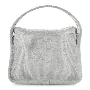 ALEXANDER WANG Metallic Ribbed Knit Small Ryan Bag Silver