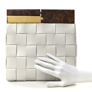 BOTTEGA VENETA Nappa Intrecciato The Snap Clutch White