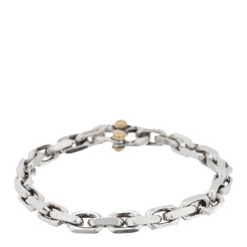 TIFFANY Sterling Silver 18K Yellow Gold Wide Makers Chain Link Bracelet