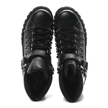PRADA Vitello Rodeo Studded Ankle Boots 37 Black