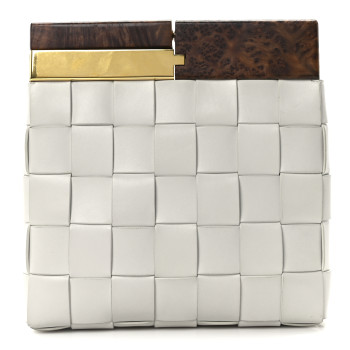 BOTTEGA VENETA Nappa Intrecciato The Snap Clutch White