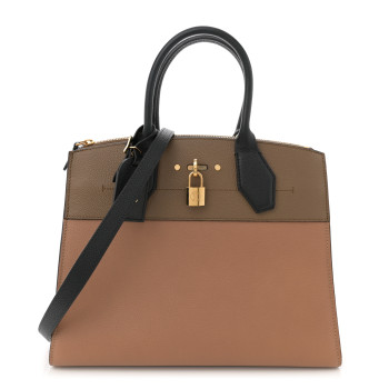 LOUIS VUITTON Taurillon City Steamer MM Sesame Kombu Black