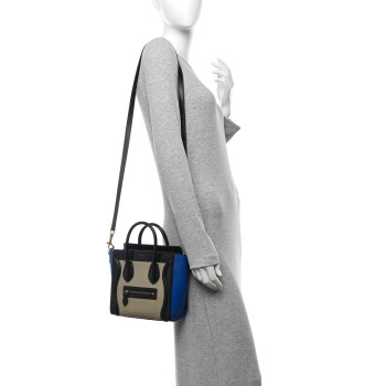CELINE Bullhide Calfskin Nano Tri-Color Luggage Light Taupe