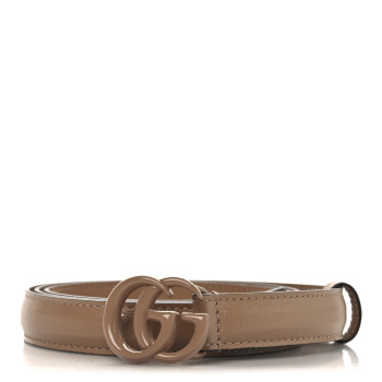 GUCCI Azalea Calfskin Enamel Monochrome Double G 20mm Belt 100 40 Camelia