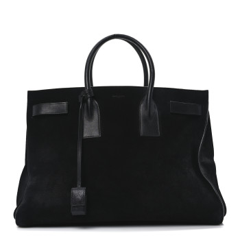 SAINT LAURENT Suede Calfskin Large Sac De Jour Carryall Black