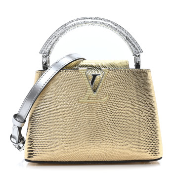 LOUIS VUITTON Metallic Lizard Capucines Mini Silver Gold