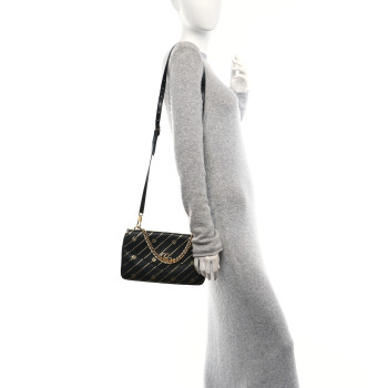 GUCCI Calfskin Diagonal GG Medium Thiara Double Envelope Shoulder Bag Black White