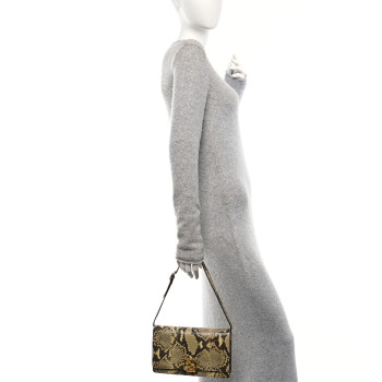 GUCCI Snakeskin Crystal GG Broadway Shoulder Bag Yellow