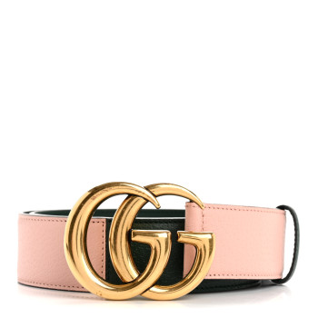 GUCCI Textured Dollar Calfskin Double G Memorable Buckle 40mm Belt 90 36 Vintage Green Powder Pink