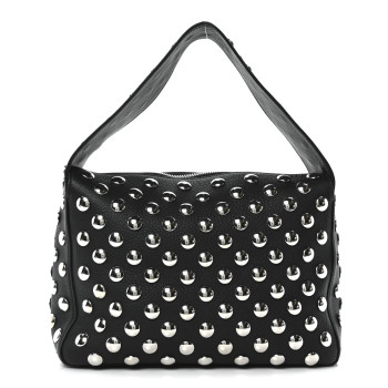 KHAITE Pebbled Sport Calfskin Studded Elena Black