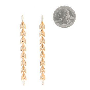 TIFFANY 18K Rose Gold Diamond Victoria Vine Drop Earrings
