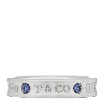 TIFFANY Sterling Silver Blue Sapphire Narrow 1837 Band Ring 47 4