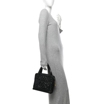 CHANEL Lambskin Quilted CC Pocket Tote Black