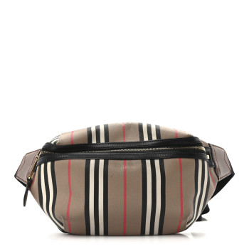 BURBERRY E-Canvas Icon Stripe Sonny Bum Bag Archive Beige