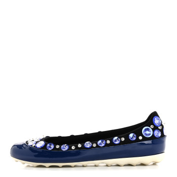 MIU MIU Patent Sequin Beaded Flats 35.5 Blue