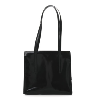 PRADA Spazzolato Logo Embossed Tote Black