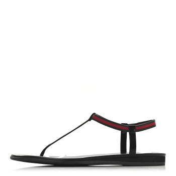 GUCCI Nappa Web Wimbledon Thong Sandals 37 Black