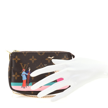 LOUIS VUITTON Monogram 2016 Christmas Animation Mini Pochette Accessories Rose Ballerine
