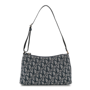 CHRISTIAN DIOR Monogram Shoulder Bag Pochette Black