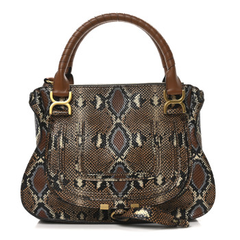CHLOE Snakeskin Embossed Calfskin Medium Marcie Satchel Brown Multicolor