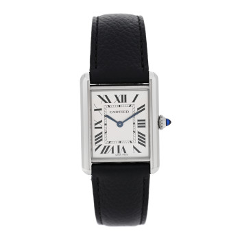 CARTIER Stainless Steel Calfskin 25mm Must de Cartier Tank Quartz Watch